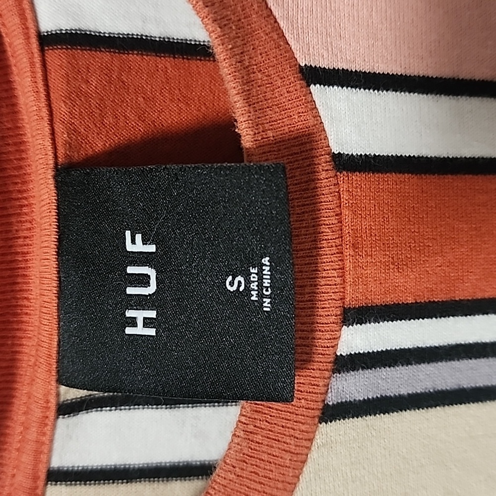 HUF Worldwide Striped Short Sleeve Tee S Shirt Skater Hip Hop EDM Cali Skate - Picture 6 of 10